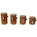 Hds Trading 4 Piece Ceramic Canisters with Easy Open AirTight Clamp Top Lid and Wooden Spoons, Brown ZOR95960